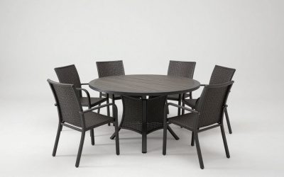 7 Piece Round Outdoor Dining Set: Table Diameter, Patio Space and Frame Materials for Six