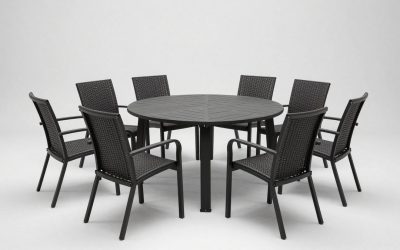 8 Piece Patio Set With Umbrella: What’s Included, Space for Six and Base Weight